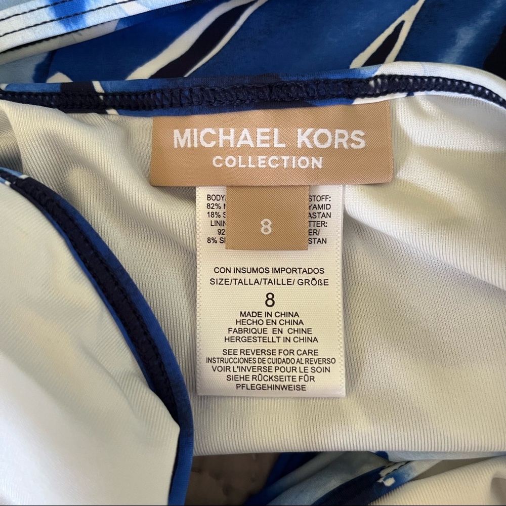 Michael Kors COLLECTION Blue Floral One Piece Cutout Swimsuit 8 NEW - Picture 7 of 9